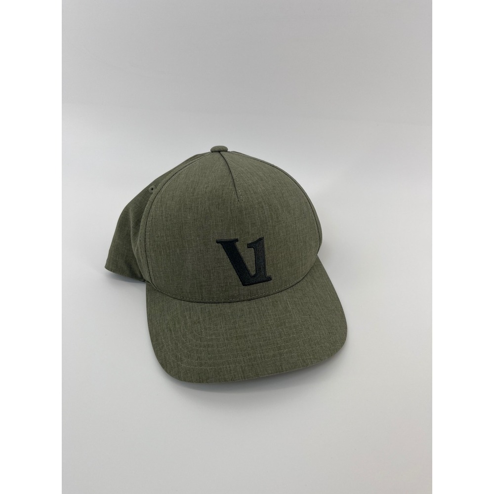 Vuori Performance Logo Snapback Hat Mens OSFM Olive Green Heathered V Cap